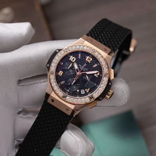 Hublot Big Bang Gold Ceramic 41mm 341.PB.131.RX Custom Bezel Diamonds