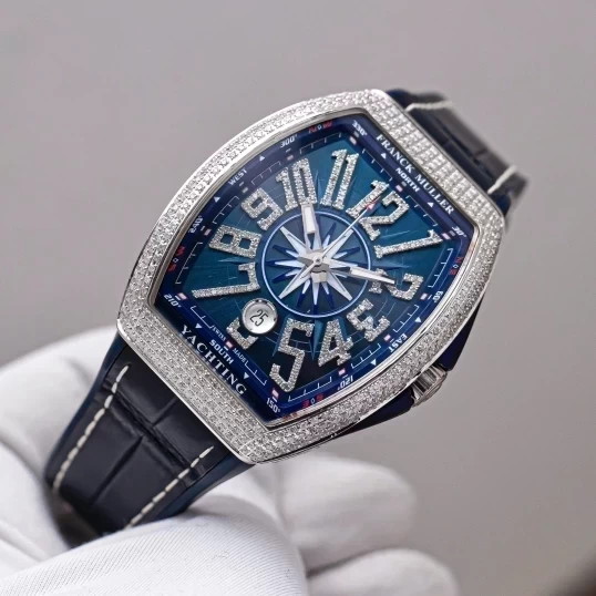 Franck Muller Yachting V41 Steel Custom Diamond Blue Dial