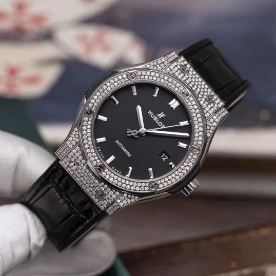 Hublot Classic Fusion Black Dial 42mm Custom Diamond Pave Setting