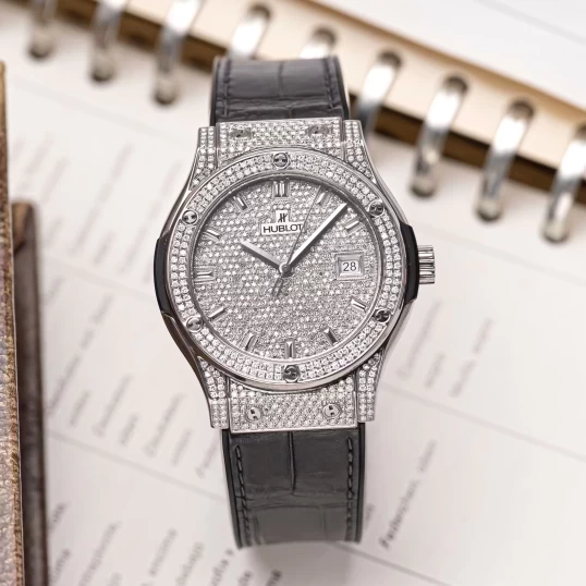 Hublot Classic Fusion Titanium 42mm Ref. 542.NX.2611.LR Custom Full Diamonds Pave