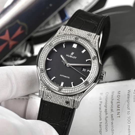 Hublot Classic Fusion Titanium 42mm Ref. 542.NX.1171.LR Custom Full Pave Diamonds