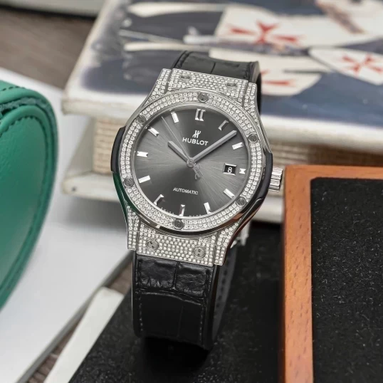 Hublot Classic Fusion Titanium 42mm Ref. 542.NX.7071.LR Custom Full Pave Diamonds