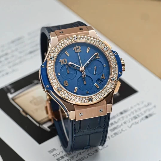 Hublot Big Bang Chronograph 41mm King Gold Blue Diamonds Ref. 341.PL.5190.LR.1104