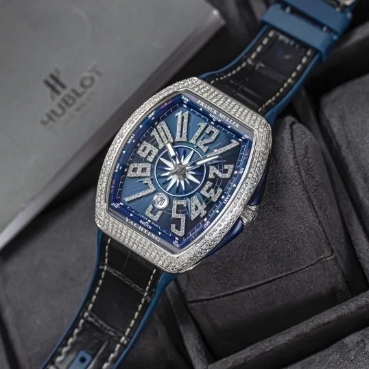Franck Muller Vanguard Yachting V45 Blue Dial Custom Diamonds