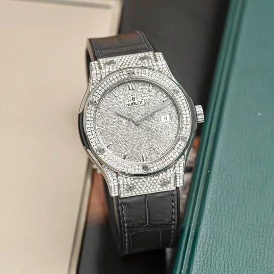 Hublot Classic Fusion Titanium 42mm Custom Full Diamonds Pave Ref. 542.NX.2611.LR
