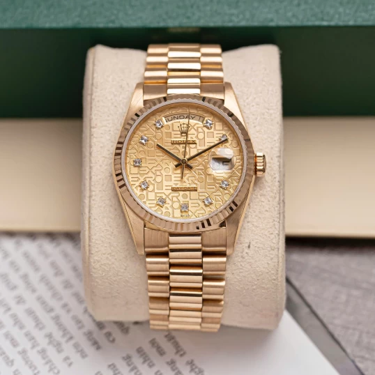 Rolex Day-Date 36mm Vàng khối mặt vi tính vàng - Ref.18238