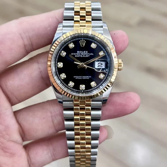 Rolex Oyster Perpetual Datejust 36mm Yellow Rolesor – Ref.126203 Black Diamond Dial